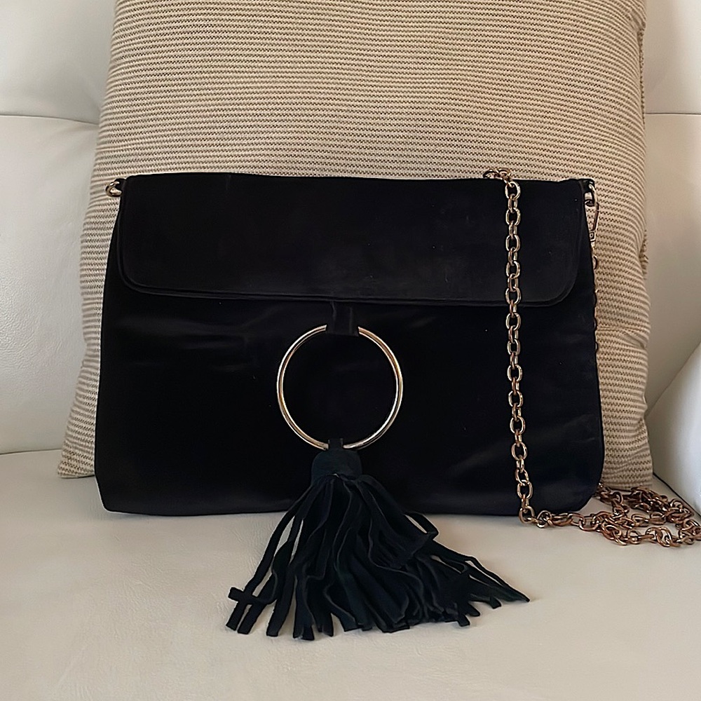 Black Velour Crossbody Purse